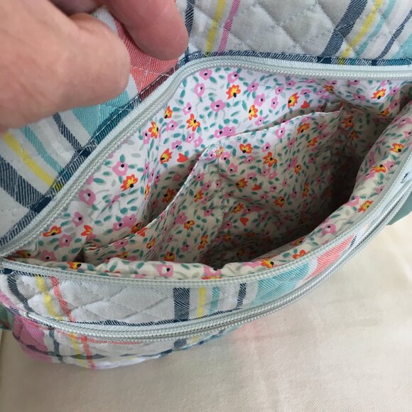 Vera Bradley Pastel Plaid Triple Zip Crossbody - Picture 8 of 11